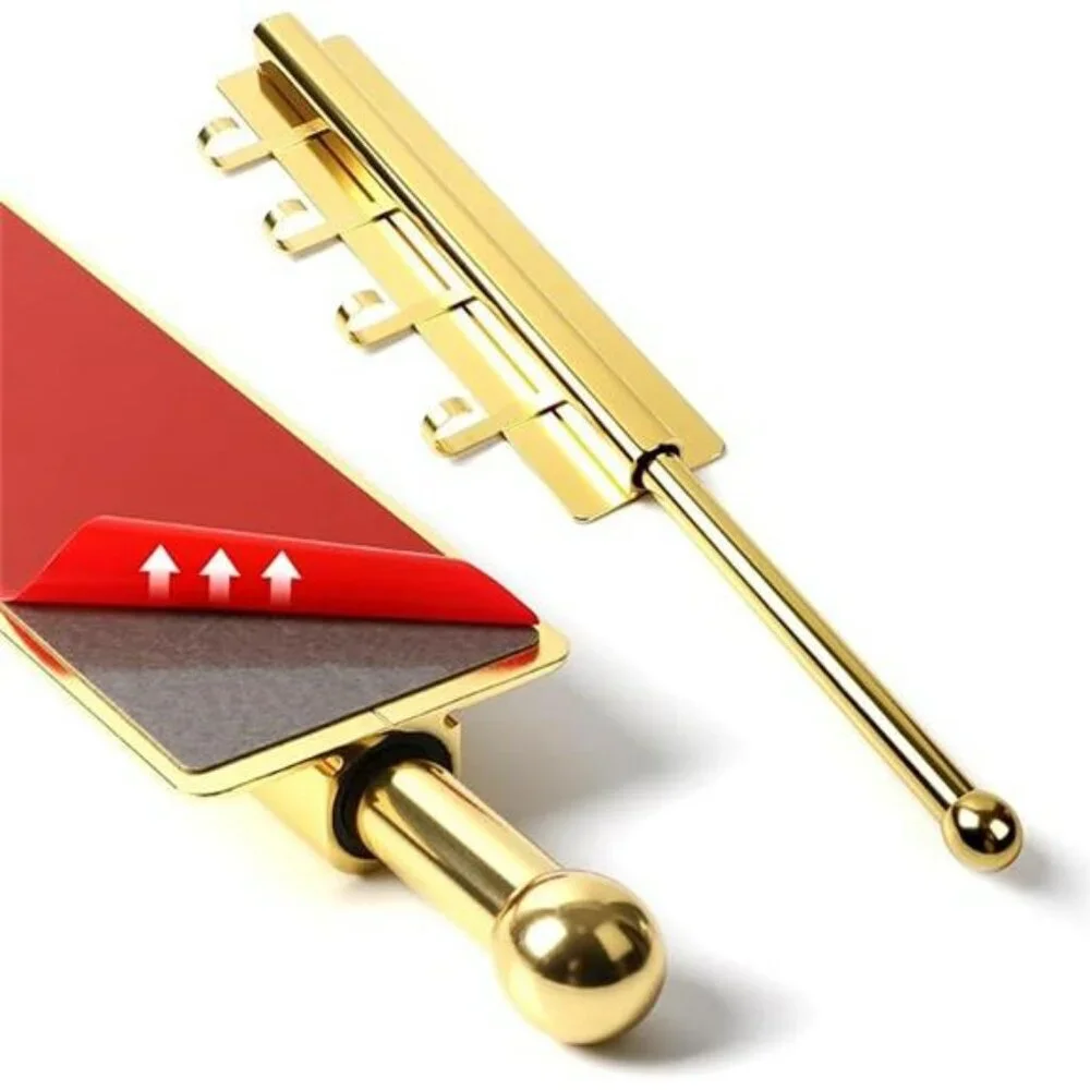 Gold Adhesive Closet Valet Rod 12 Inch Pull Out Clothes Hanger with Hooks Storag